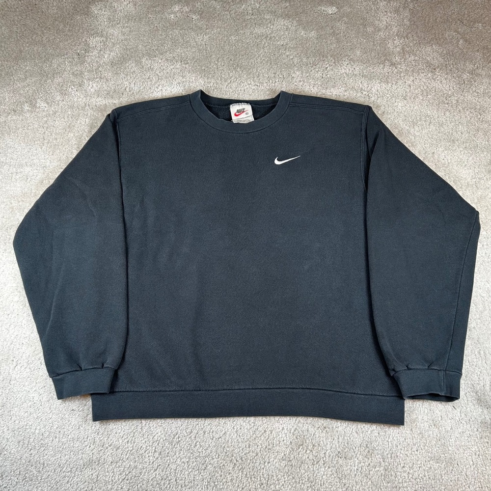 Vintage 90s Nike Crewneck Sweatshirt Mens M Black USA Embroidered Swoosh Logo